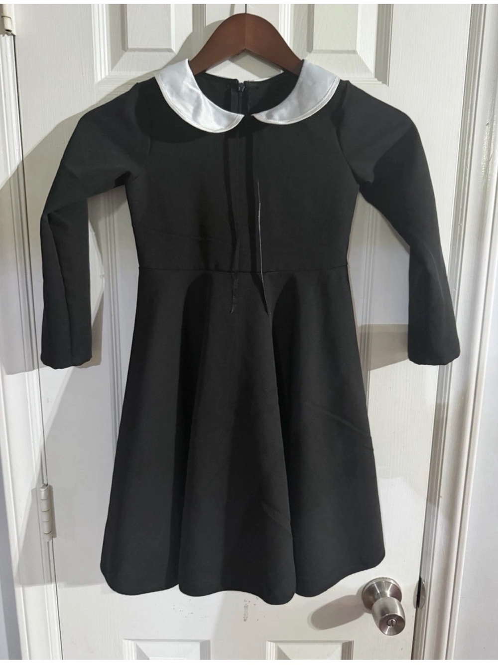 Girls Wednesday Addams Costume Dress Black White Collar Size 9 Halloween Cosplay